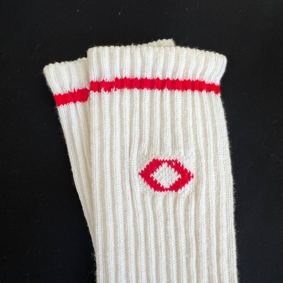 2 Pair Vintage Tube Sport Socks White w. Red Stripe 24" Long New Old Stock NOS - Picture 2 of 3